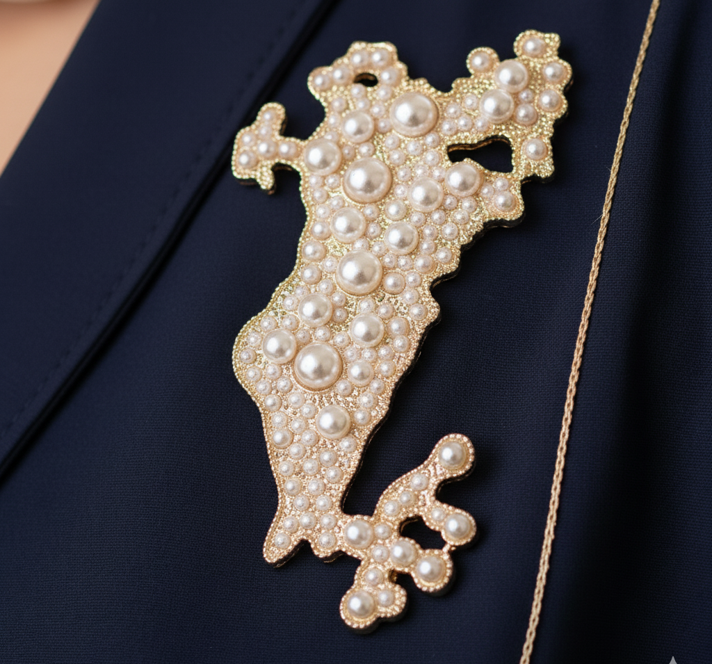 Bahrain Map Pearl Pin