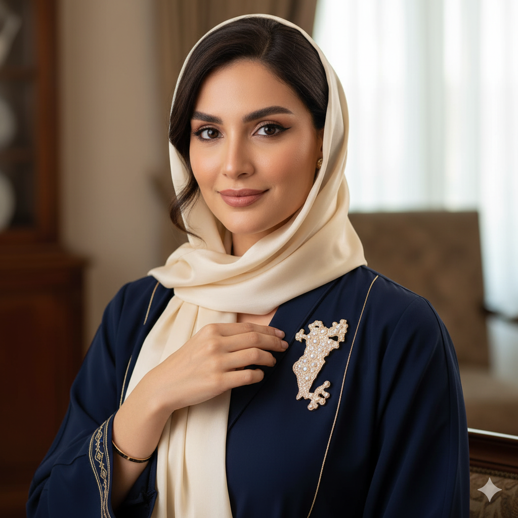 Bahrain Map Pearl Pin