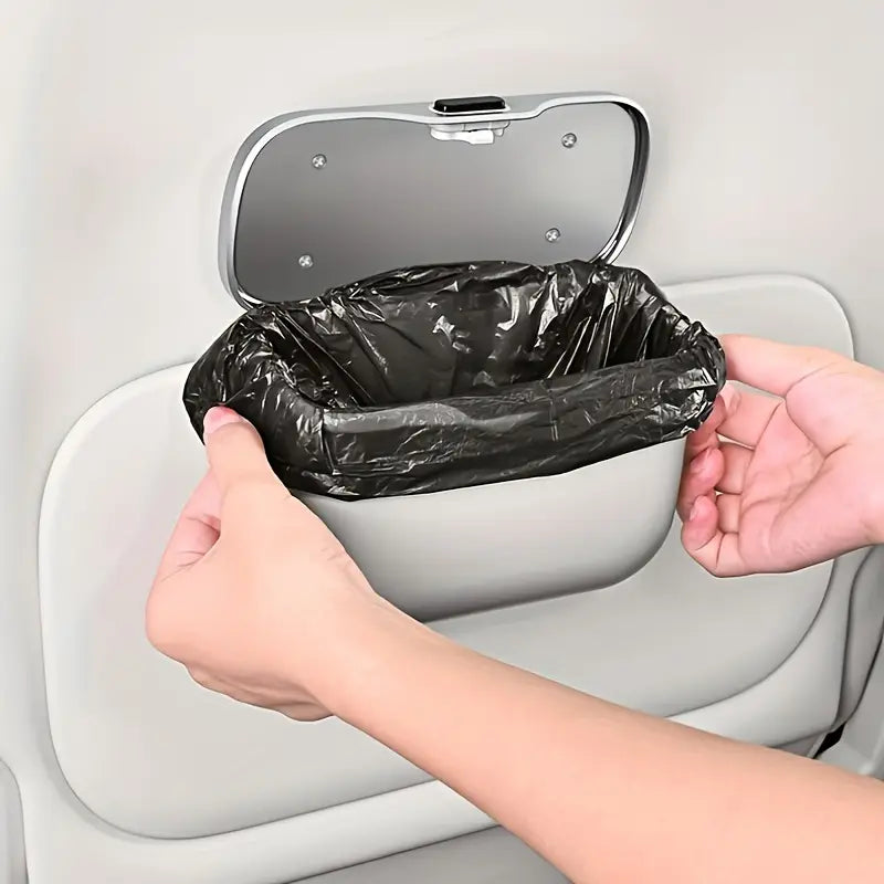 ABS Microfiber Leather Car Trash Can for Dry & Wet Waste