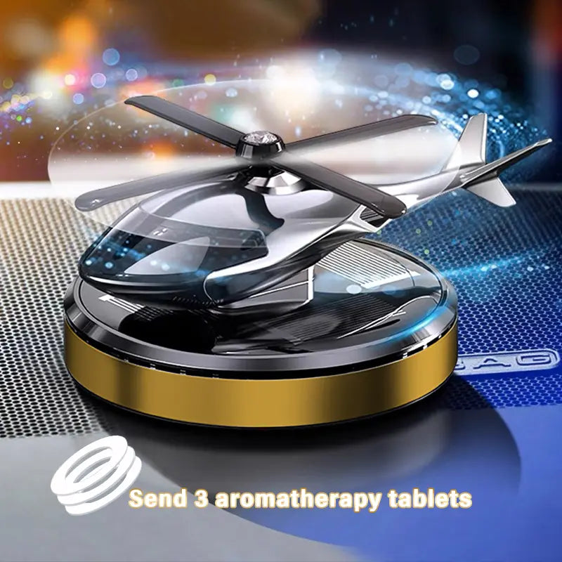 Solar-Powered Helicopter Air Freshener with Rotating Blades