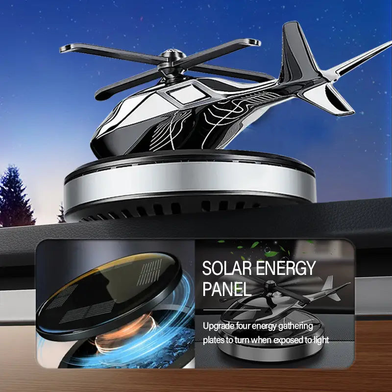 Solar-Powered Helicopter Air Freshener with Rotating Blades