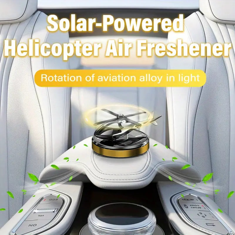 Solar-Powered Helicopter Air Freshener with Rotating Blades